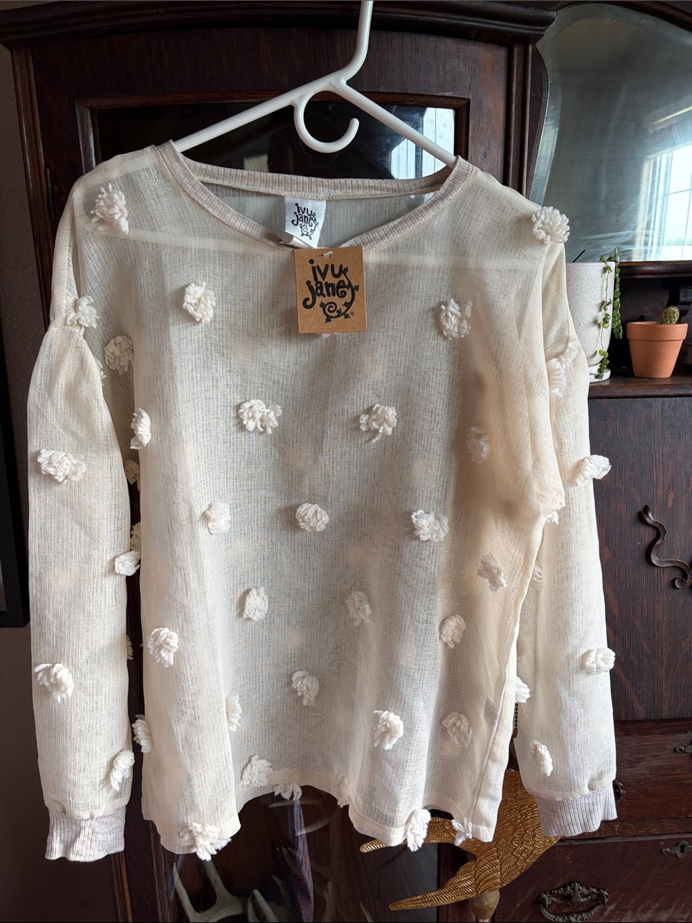 Ivy Jane Sheer Pom-Pom Top NWT S/M